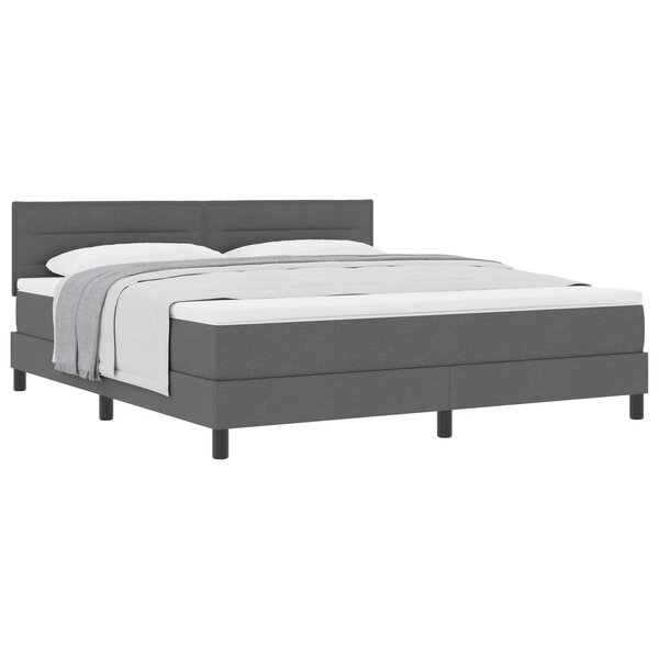 vidaXL Lit à ressorts avec tête de lit Gris foncé 180 x 200 cm tissu