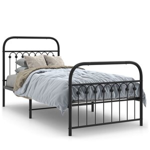 vidaXL Cadre de lit métal sans matelas avec pied de lit noir 90x190 cm