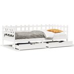 vidaXL Lit de jour et tiroirs sans matelas blanc 90x200 cm bois massif
