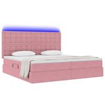 vidaXL Lit de rangement LED avec matelas Rose 200 x 200 cm Velours