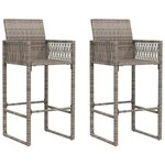 vidaXL Ensemble de bar de jardin 3 Pièces sans coussins gris poly rotin