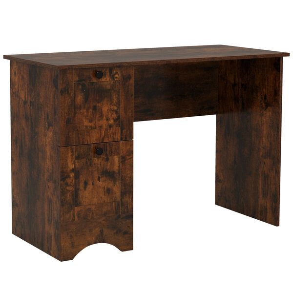 Bureau d'ordinateur 109 x 50 x 75 cm avec 2 tiroirs rangement pratique design contemporain en bois MDF marron 20_0010859