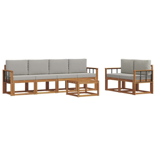 vidaXL Ensemble de canapés d'extérieur 7 pc Gris Naturel et Clair