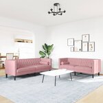 vidaXL Ensemble de canapé Chesterfield et traversins 2Pièces rose velours