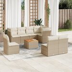 vidaXL Salon de jardin avec coussins 9 Pièces beige résine tressée