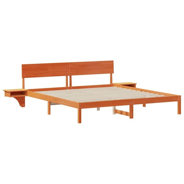 vidaXL Cadre de lit avec tables de chevet avec tête de lit Marron cire