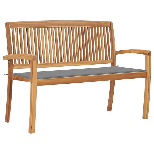 vidaXL Banc de jardin empilable et coussin 128 5cm Bois de teck massif