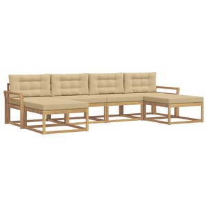 vidaXL Ensemble de canapés d'extérieur 6 pc Blanc et Beige