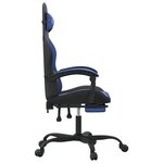 vidaXL Chaise de jeu avec repose-pied Noir et bleu Similicuir