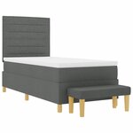 vidaXL Lit à ressorts avec tête de lit Gris foncé 200 x 90 cm tissu