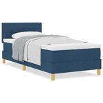 vidaXL Lit à sommier avec matelas bleu 100x200 cm en tissu