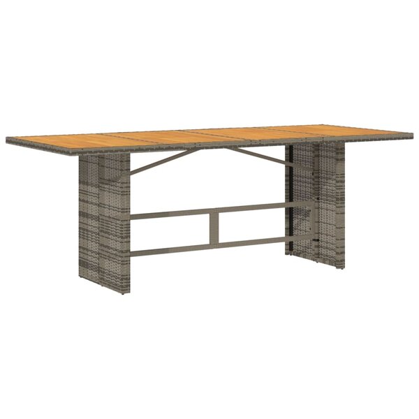 vidaXL Table de jardin et dessus en bois d'acacia gris résine tressée