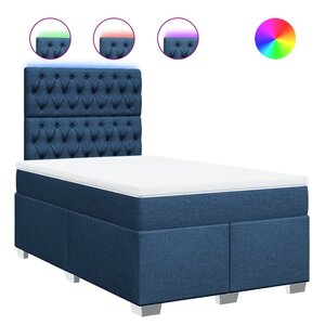 vidaXL Sommier à lattes de lit avec matelas Bleu 120x200 cm Tissu