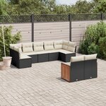 vidaXL Salon de jardin 9 Pièces avec coussins noir résine tressée