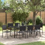 vidaXL Ensemble de Salle à Manger de Jardin de 9 Pièces Noir Rattan Synthétique