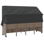 vidaXL Chaise longue avec auvent et coussins gris clair résine tressée