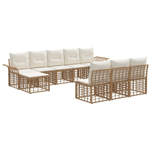 vidaXL Ensemble de canapés d'extérieur 9 Pièces Blanc Naturel et Crème