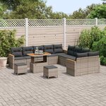 vidaXL Ensemble de canapé de jardin 13 Pièces Gris polyrotin