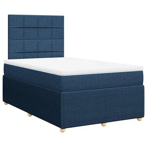 vidaXL Sommier à lattes de lit avec matelas bleu 120x190 cm tissu