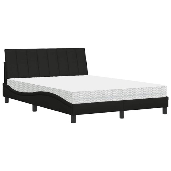 vidaXL Lit avec matelas noir 140x200 cm tissu
