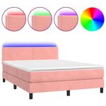 vidaXL Sommier à lattes de lit avec matelas LED Rose 140x190cm Velours
