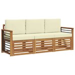 vidaXL Ensembles de canapés 3 pc Naturel et Crème Bois d'Acacia Massif