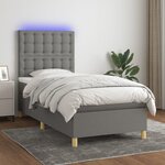 vidaXL Sommier à lattes de lit et matelas et LED Gris foncé 90x200 cm