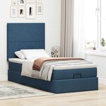 vidaXL Cadre de lit ottoman avec matelas bleu 90x190 cm tissu