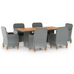 vidaXL Ensemble à manger d'extérieur et coussins 7 Pièces résine tressée