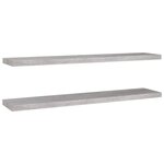vidaXL Étagères murales flottantes 2 Pièces gris béton 120x23 5x3 8cm MDF