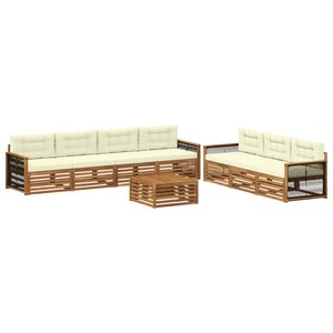 vidaXL Ensemble de canapés d'extérieur 8 pc Naturel et Crème