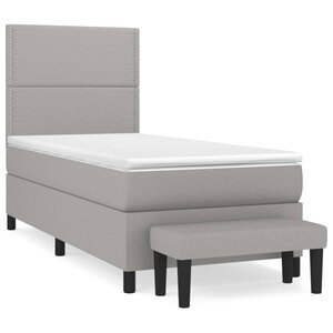 vidaXL Sommier à lattes de lit et matelas Gris clair 90x190 cm Tissu