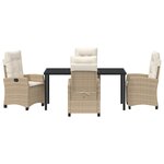 vidaXL Ensemble de salle à manger de jardin de 5 pièces avec coussins Beige Rotin Poly