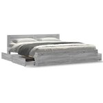vidaXL Cadre de lit tête de lit sans matelas sonoma gris 200x200 cm