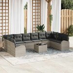 vidaXL Ensemble de canapé de jardin 11 Pièces Gris clair Poly rotin