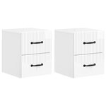 vidaXL Cabinet de chevet mural 2 pc Blanc brillant 34 5 x 33 x 40 cm
