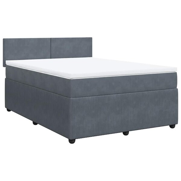 vidaXL Sommier à lattes de lit et matelas Gris foncé 140x190cm Velours