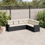 vidaXL Salon de jardin 6 Pièces avec coussins noir résine tressée