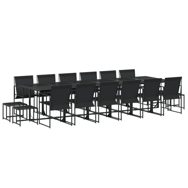 vidaXL Ensemble à manger de jardin 17 Pièces noir textilène