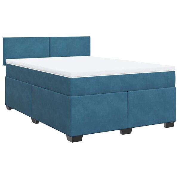 vidaXL Sommier à lattes de lit et matelas Bleu foncé 140x190cm Velours