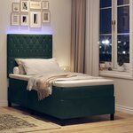 vidaXL Lit à ressort LED avec matelas Vert foncé 90 x 190 cm tissu