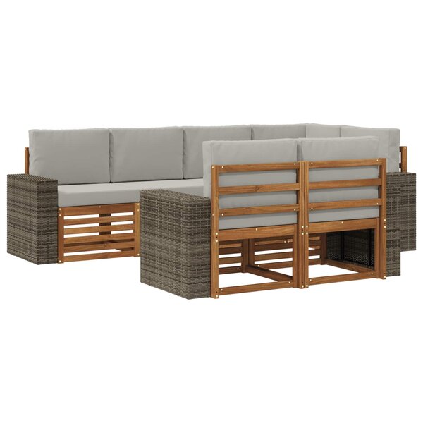 vidaXL Ensemble de canapés d'extérieur 7 pc Naturel et gris clair