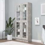 vidaXL Armoire à vitrine Gris béton 82 5x30 5x185 cm Bois ingénierie
