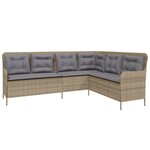 vidaXL Canapé de jardin avec coussins forme de L beige résine tressée
