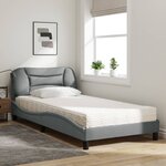 vidaXL Lit avec matelas Hvar gris clair 100x200 cm tissu