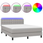 vidaXL Sommier à lattes de lit et matelas et LED Gris clair 140x190 cm