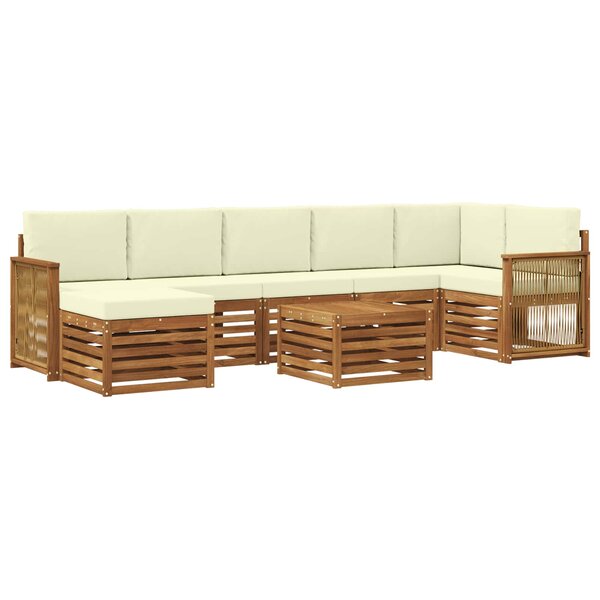 vidaXL Ensemble de canapés d'extérieur 7 pc Naturel et Crème