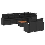 vidaXL Salon de jardin 9 Pièces avec coussins noir résine tressée