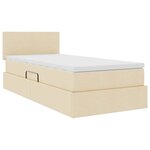 vidaXL Lit avec rangement et LED avec matelas Crème 90 x 190 cm tissu