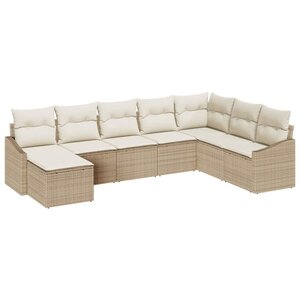 vidaXL Ensemble de canapé de jardin 8 Pièces Beige et crème polyrotin